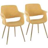 Vintage Flair Dining Accent Chair in Gold & Yellow Fabric (Set of 2)